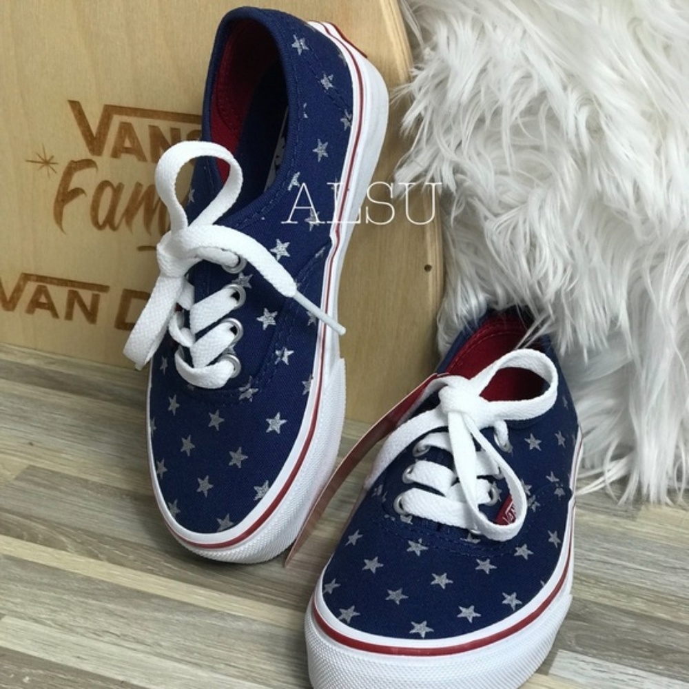 NWT VANS Authentic Foil Stars Red Blue Kid’s - Picture 4 of 6